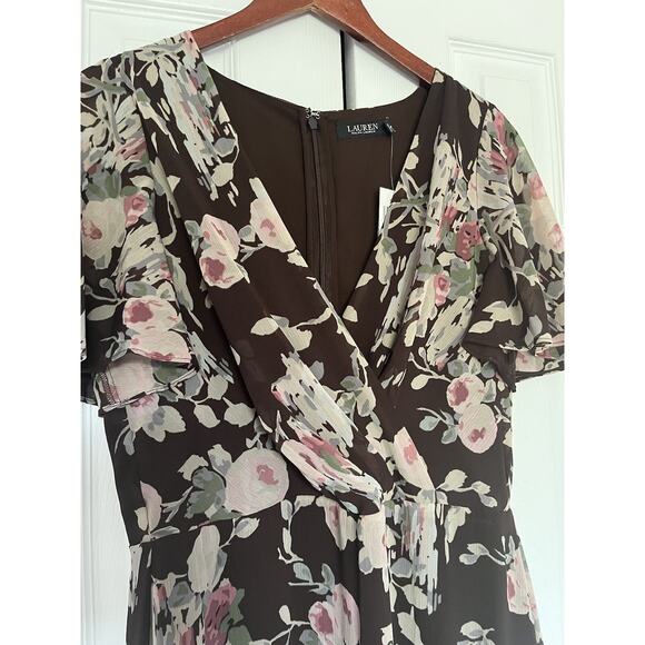 Women’s Ralph Lauren Brown Floral Dress Size 12 NWT - Picture 2 of 6